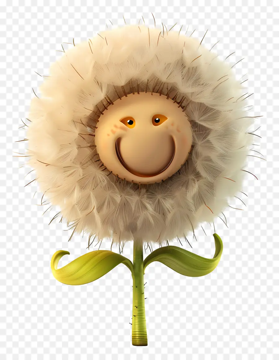cảm xúc - Happy White Dandelion với khuôn mặt cười