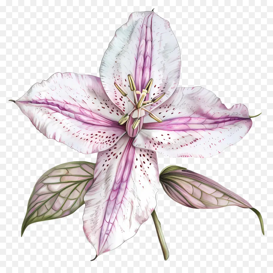 hoa lily - Hoa huệ màu hồng và trắng với cánh hoa lung linh