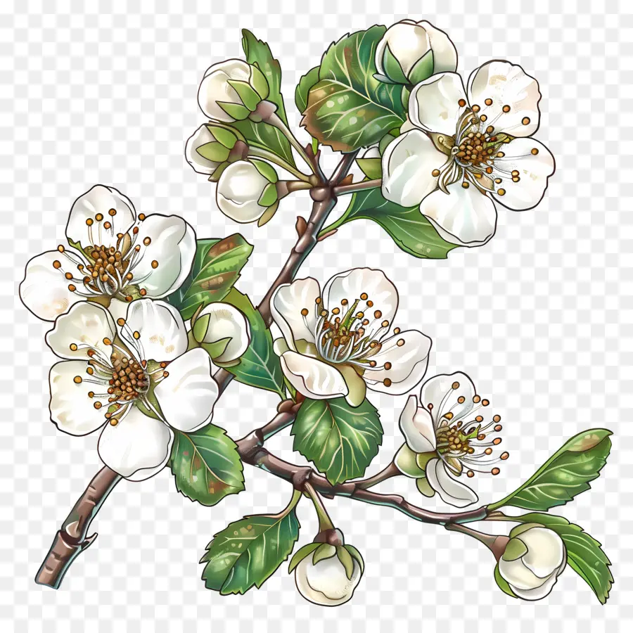 chi nhánh cây - Cành cây nở hoa với hoa trắng
