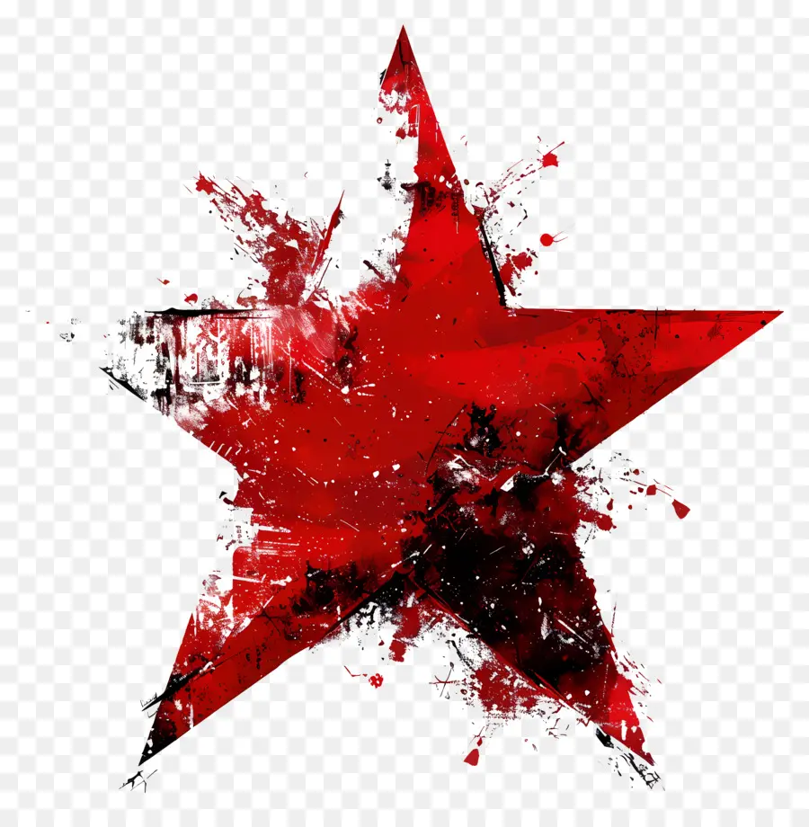 stella rossa - Stella rossa con schizzi di vernice, sfondo nero