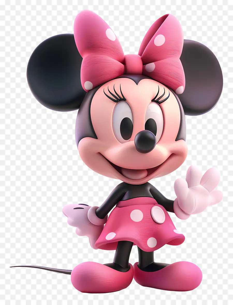 chuột minnie - Chuột Minnie mặc váy màu hồng, tư thế mỉm cười