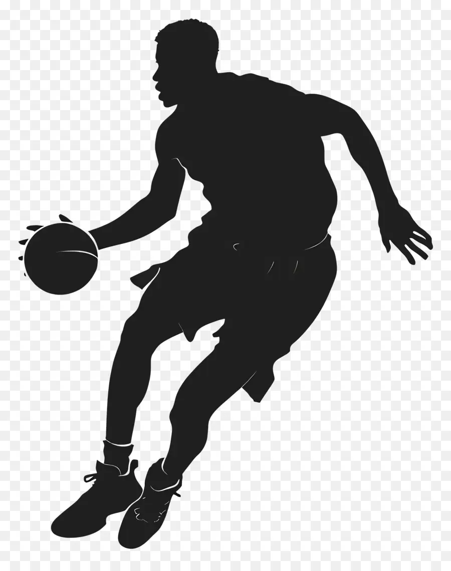 Basketballmann Silhouette Basketballspieler Silhouette Sport - Silhouette des Basketballspieler, der mit Ball springt