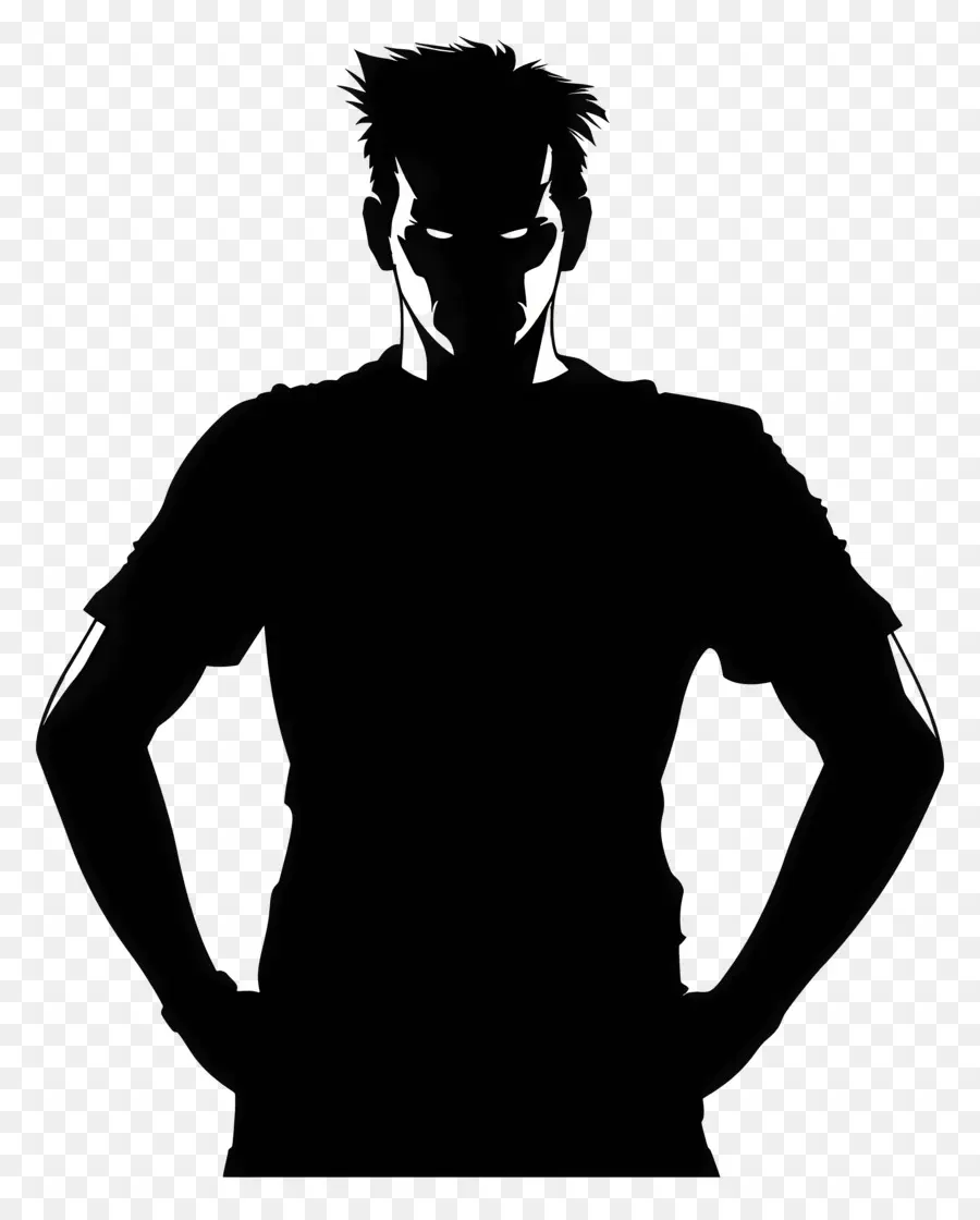 Người đàn ông tức giận Silhouette Silhouette Man đứng tay trên đầu hói - Hình bóng của người đàn ông hói với tay trên hông