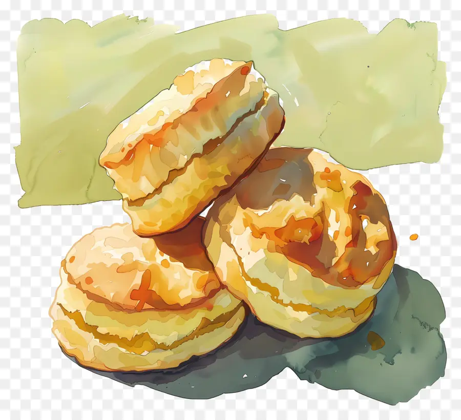 scones watercolor painting scones cream fruit
