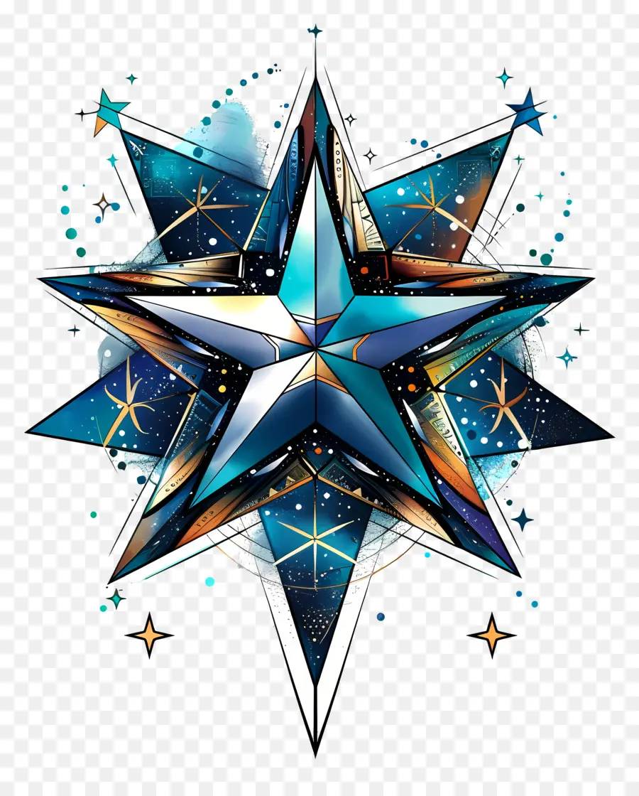 forme geometriche - Oggetto celeste geometrico con North Star nello spazio