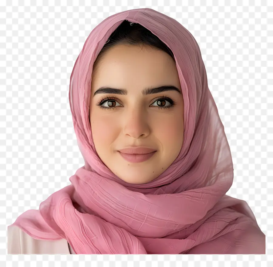Hijab - Frau in rosa Hijab mit geschlossenen Augen