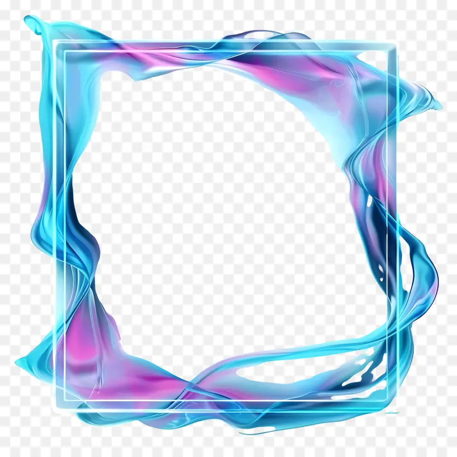 geometrische Formen - Blau und lila wirbelnde Quadrat in der Luft aufgehängt