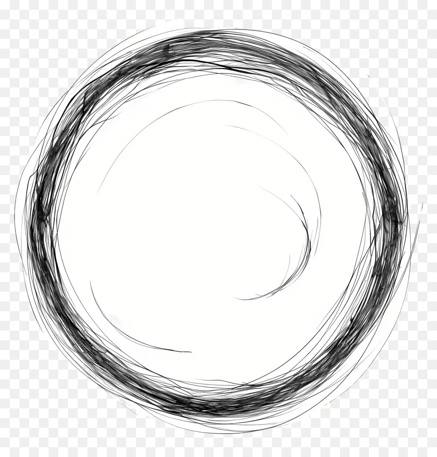 gezogener Kreis Kreis Schwarz Tinte wirbelt Symbol - Schwarze Wirbel am glatten weißen Kreis