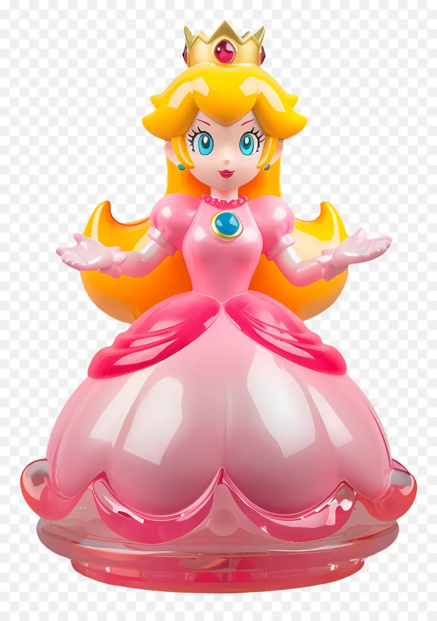 Prinzessin Peach - Blonde Prinzessinfigur auf gelbem Hintergrund