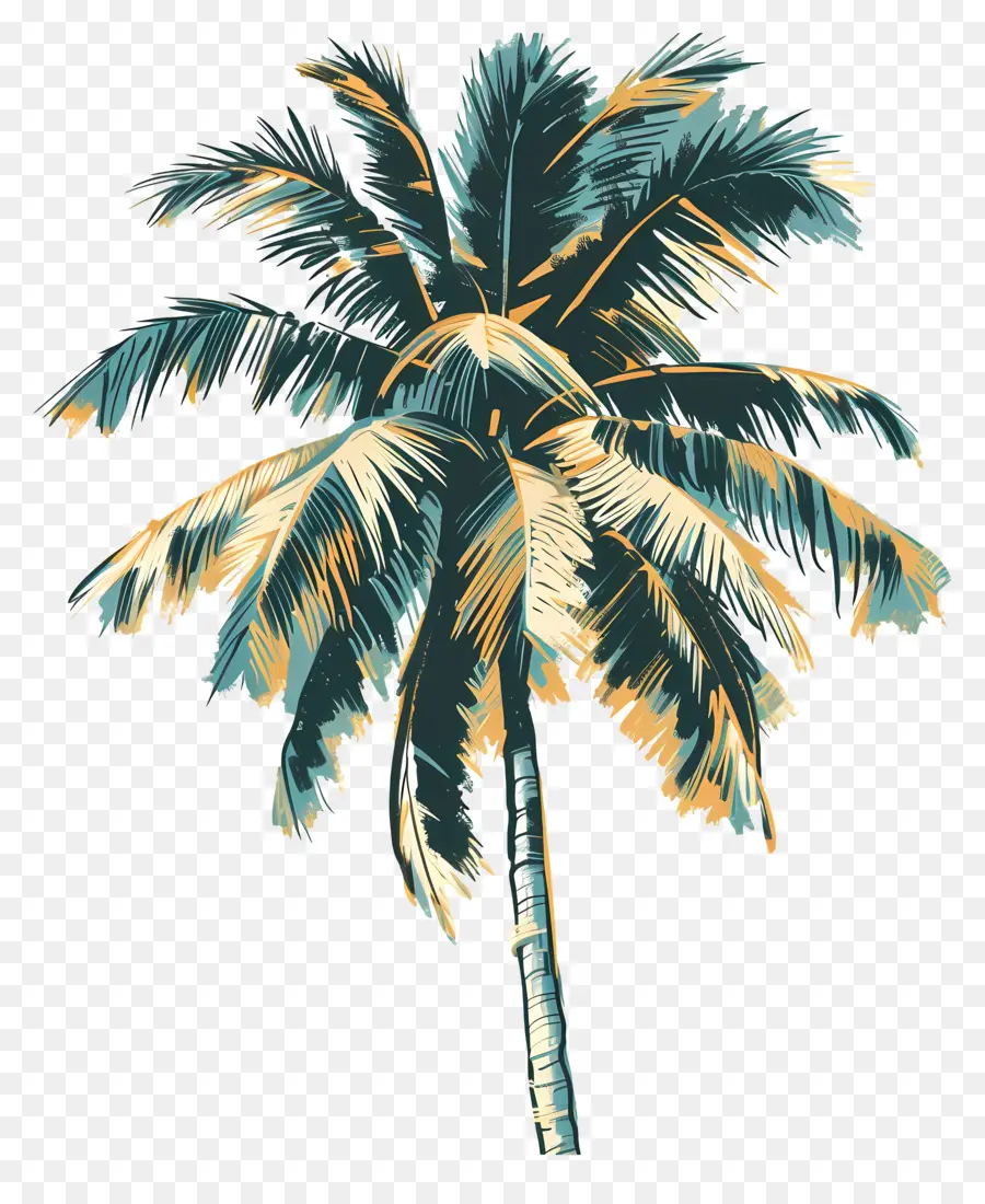 Kokospalme - Künstlerische Palme auf schwarzem Hintergrund