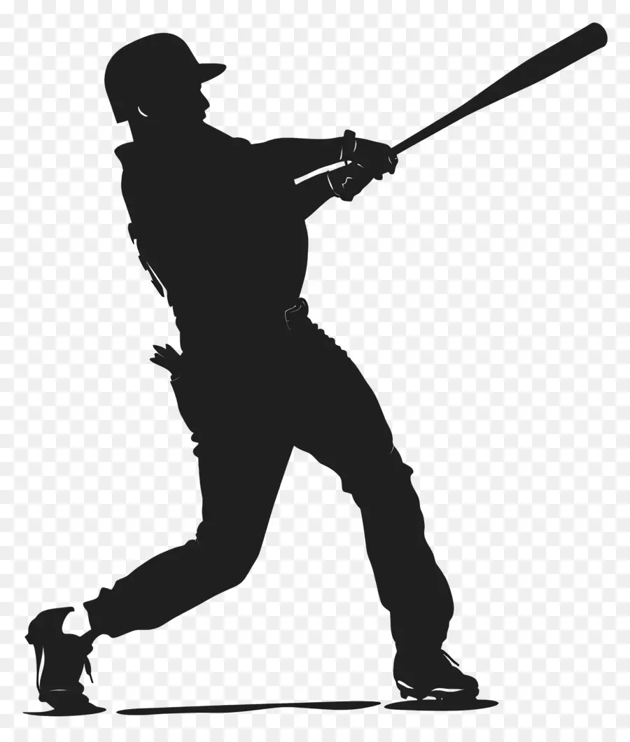 Baseballmann Silhouette Baseball -Spieler Swing Bat Ball - Baseballspieler schwingt Fledermaus beim Flying Ball