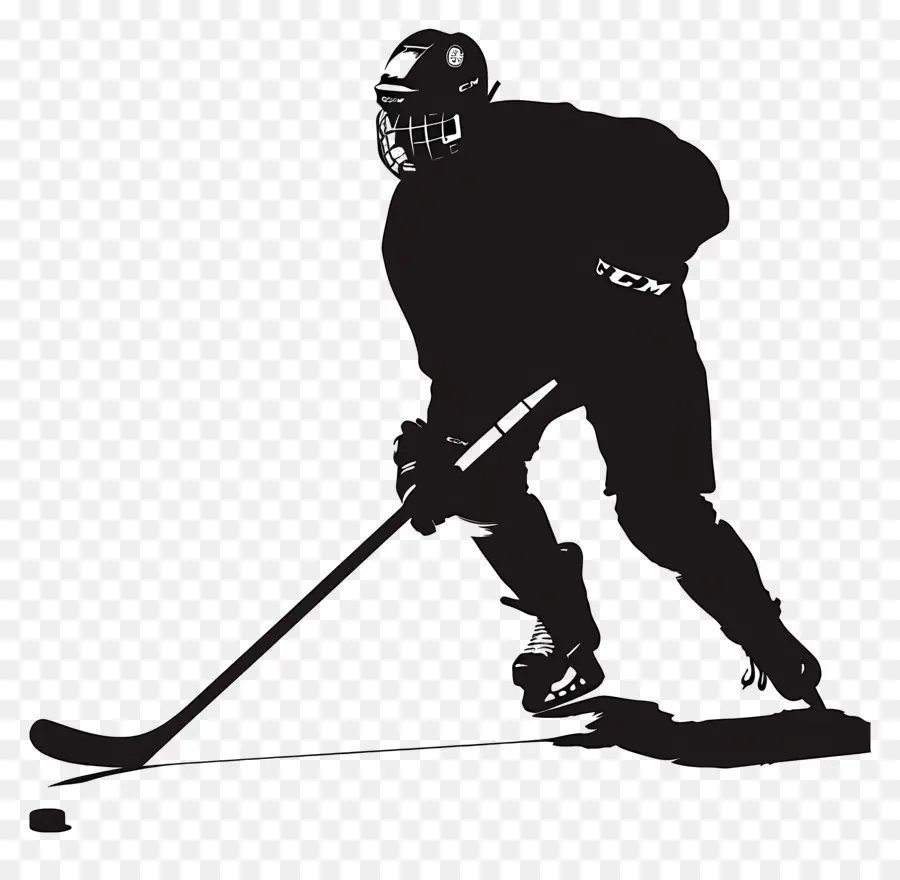 Hockeymann Silhouette Hockey Player Hockey Stick Helm Pads - Hockeyspieler in Aktion, Vollausrüstung