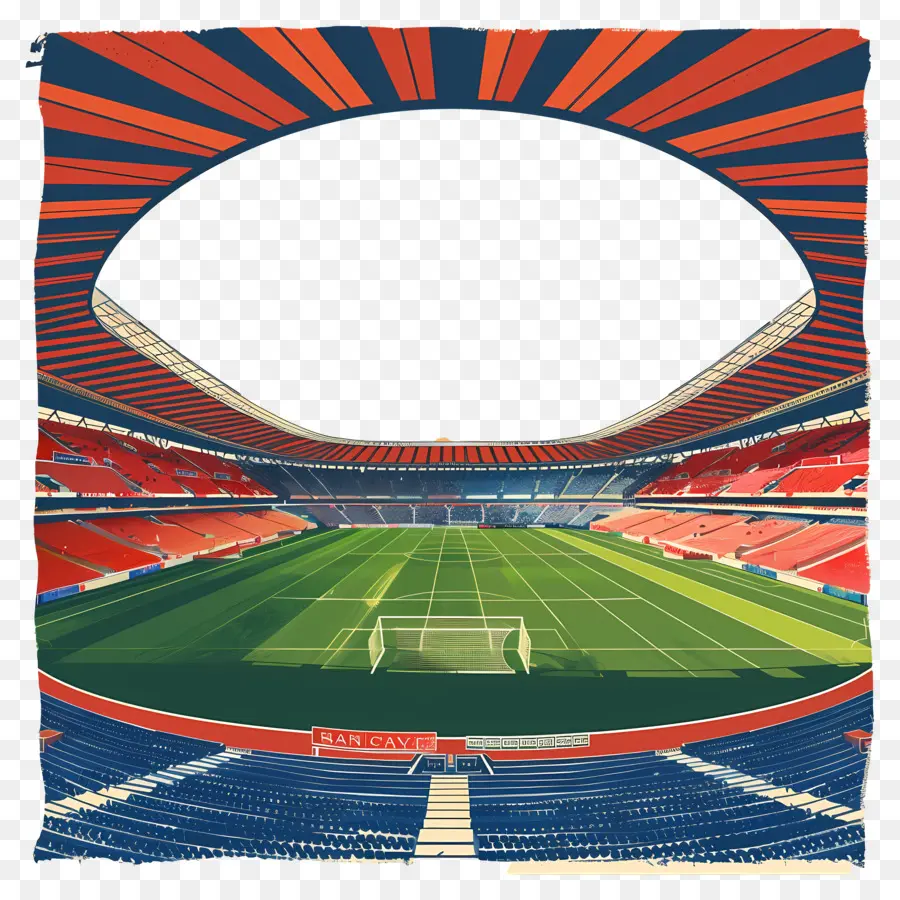 San Siro Stadium Stadium Fußball rote Sitze Blue Pitch - Futuristisches Stadion mit roten Sitzen und blauer Tonhöhe