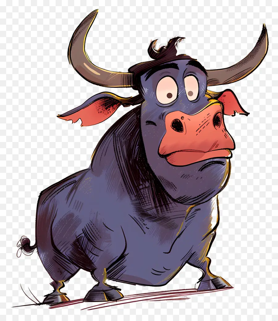 Bull Angry Cartoon Aggressive Horns - Cartone animato di toro blu arrabbiato e aggressivo