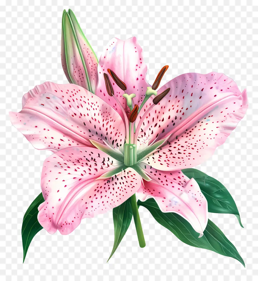 fiore di sfondo - Lily rosa con petali a forma di stella sul nero