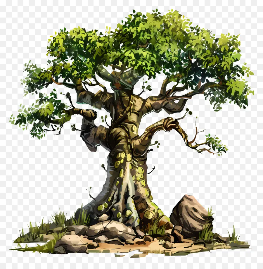 Eiche - Fantasy Illustration des alten knorrigen Eichebaums