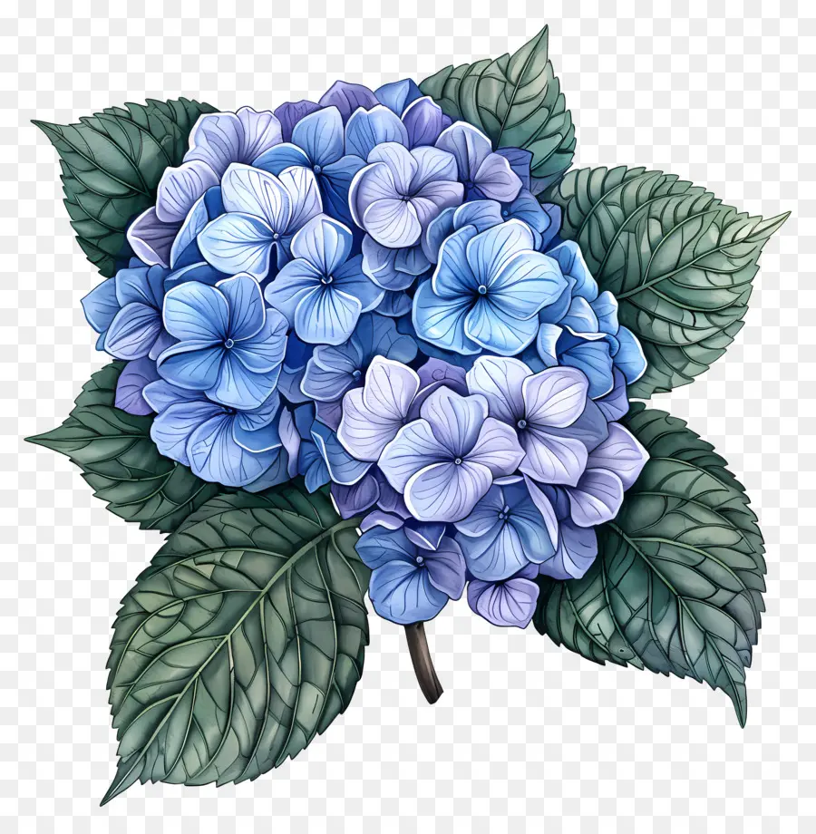 Little hottie hoa văn màu xanh lá cây màu xanh lá cây màu xanh lá cây màu đen bức tranh màu nước - Vòi màu xanh với lá xanh, nở hoa đầy đủ