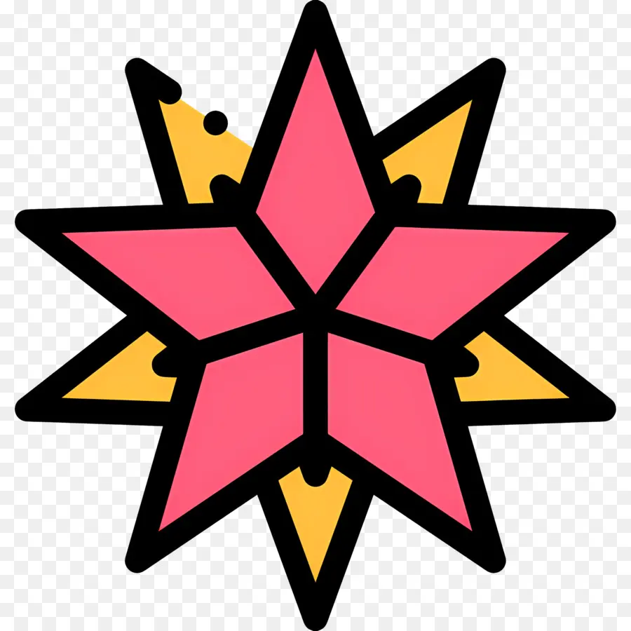 STAR LOGO Pink Star Black Black Black Five Point Star Center Point - Stella rosa con dimensioni di punti variabili