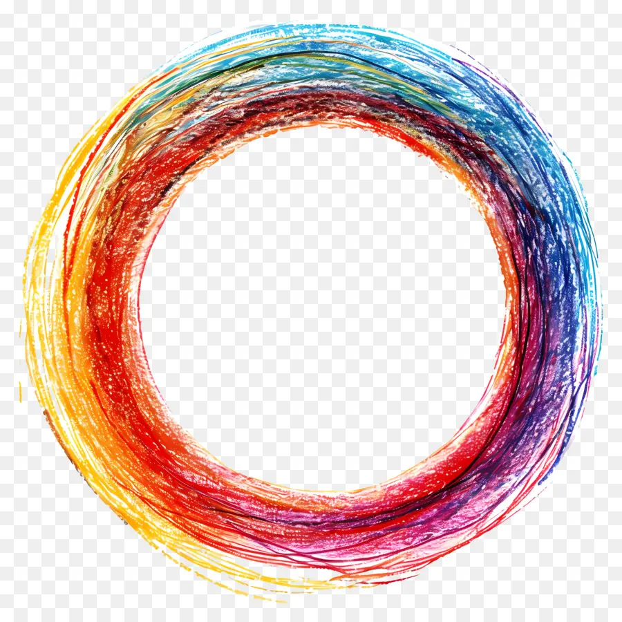 Regenbogen Kreis - Buntes Wirbeln auf schwarzem Hintergrund