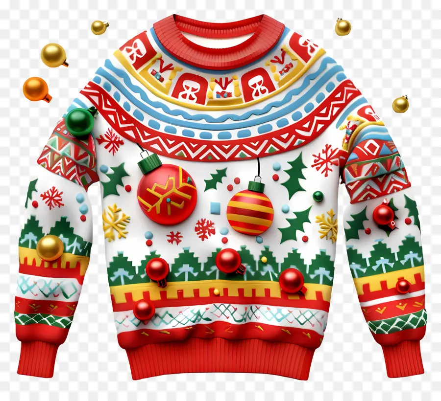 ugly natale maglione - Maglione natalizio con design festivo multicolore