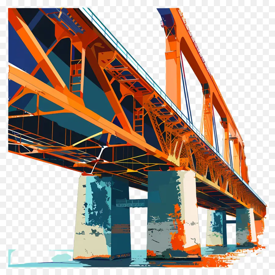 Padma Bridge Bridge Bridge Metal Light Skin - Ponte in metallo con campate e travi. 
Illuminato dal sole