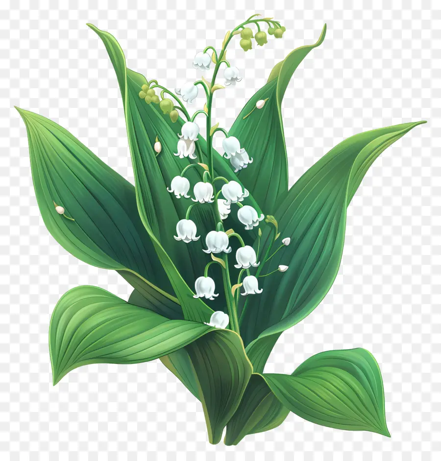 Lilie der Tallilie der Talblüte weiße Blütenblätter grüner Stamm - Valley Flower, vielseitig für Designs