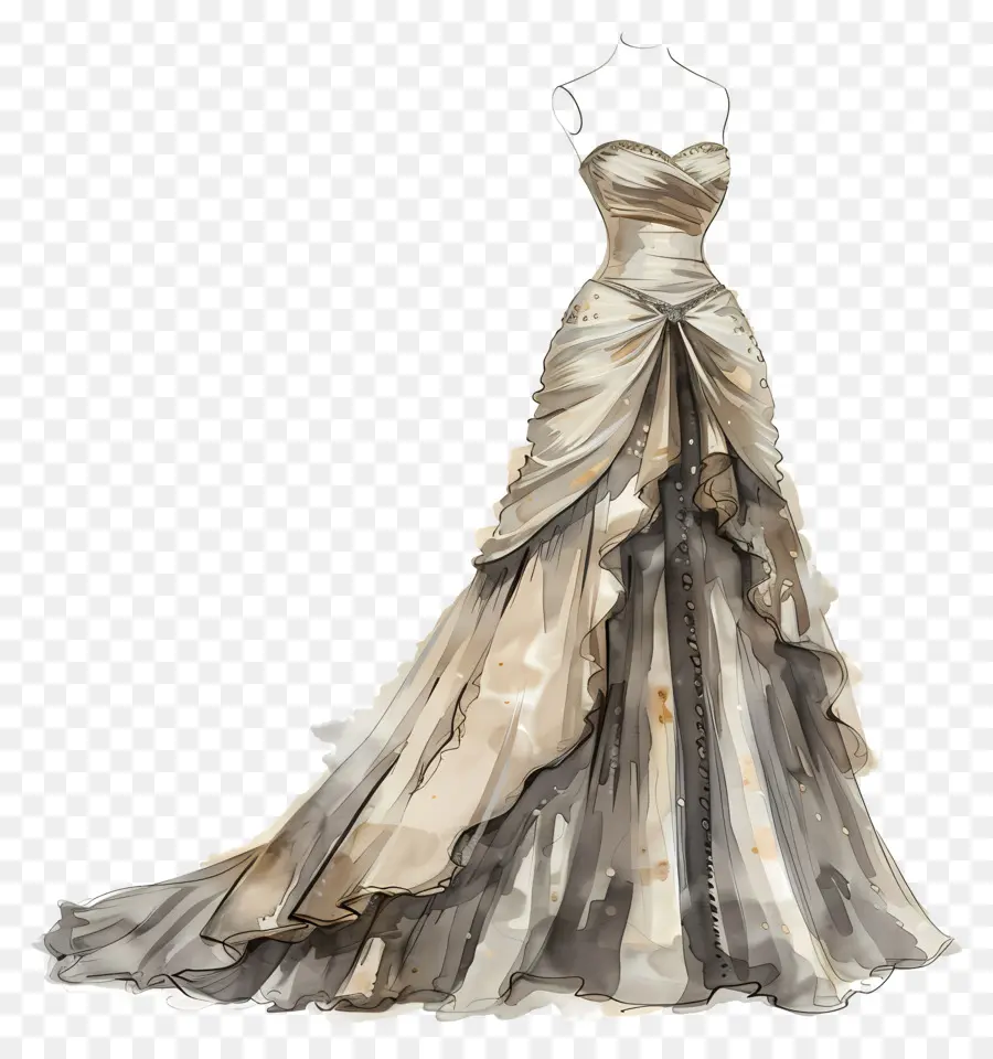 brautkleid - Hochzeitskleid -Illustration mit Spitzendetails