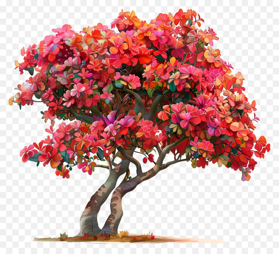 thân cây - Cây đầy màu sắc với lá hồng và đỏ