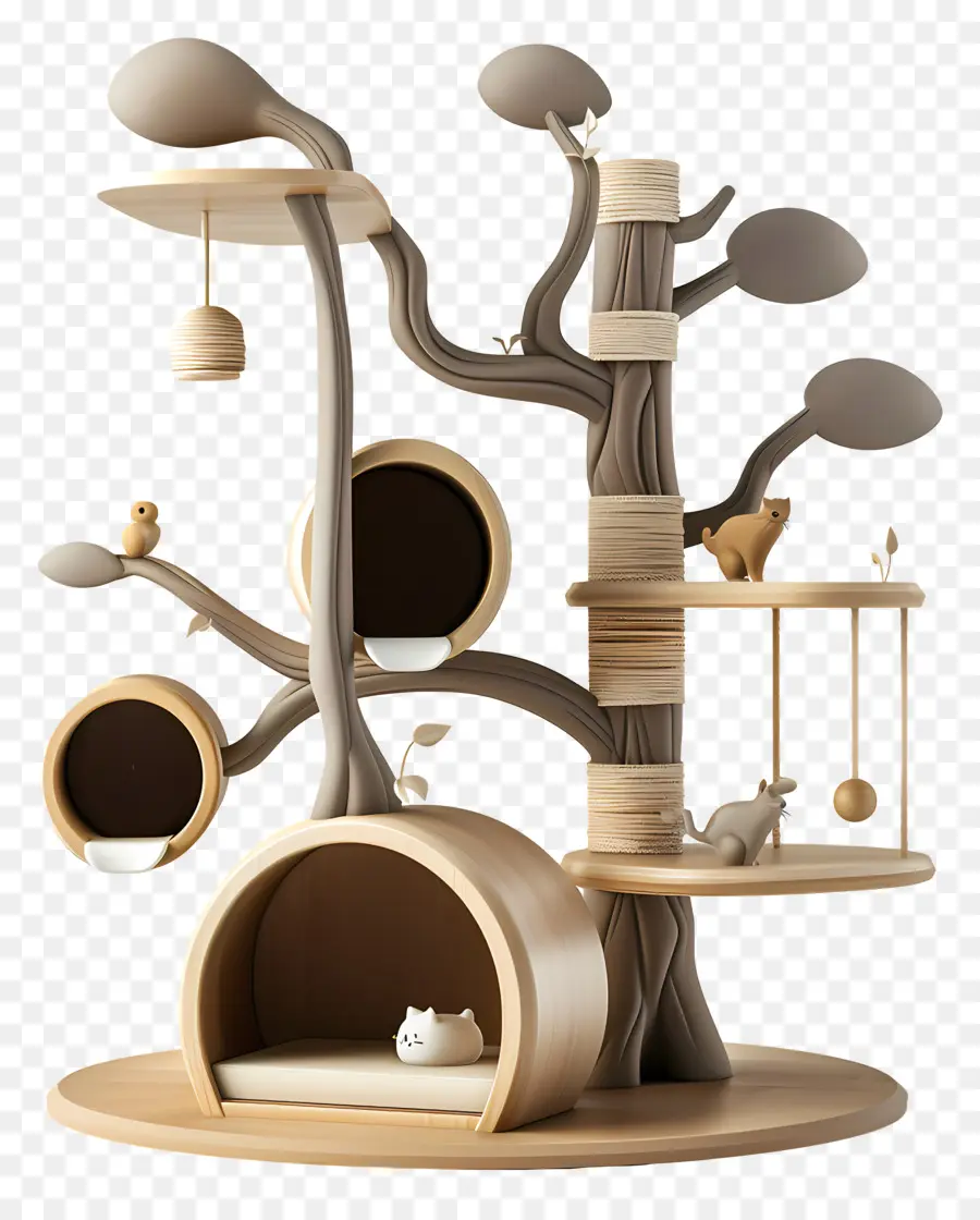 albero gatto albero gatto mobili per gatto negozio di legno di legno albero gatto - Albero di gatto con più livelli e ramo
