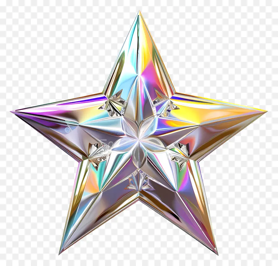 la stella d'argento - Stella cristallina olografica su sfondo scuro
