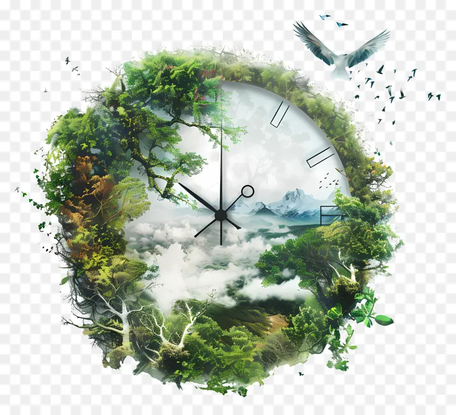 đồng hồ thiên nhiên tự nhiên đồng hồ đồng hồ owl thời gian - Đồng hồ lá với cảnh cú trong tự nhiên