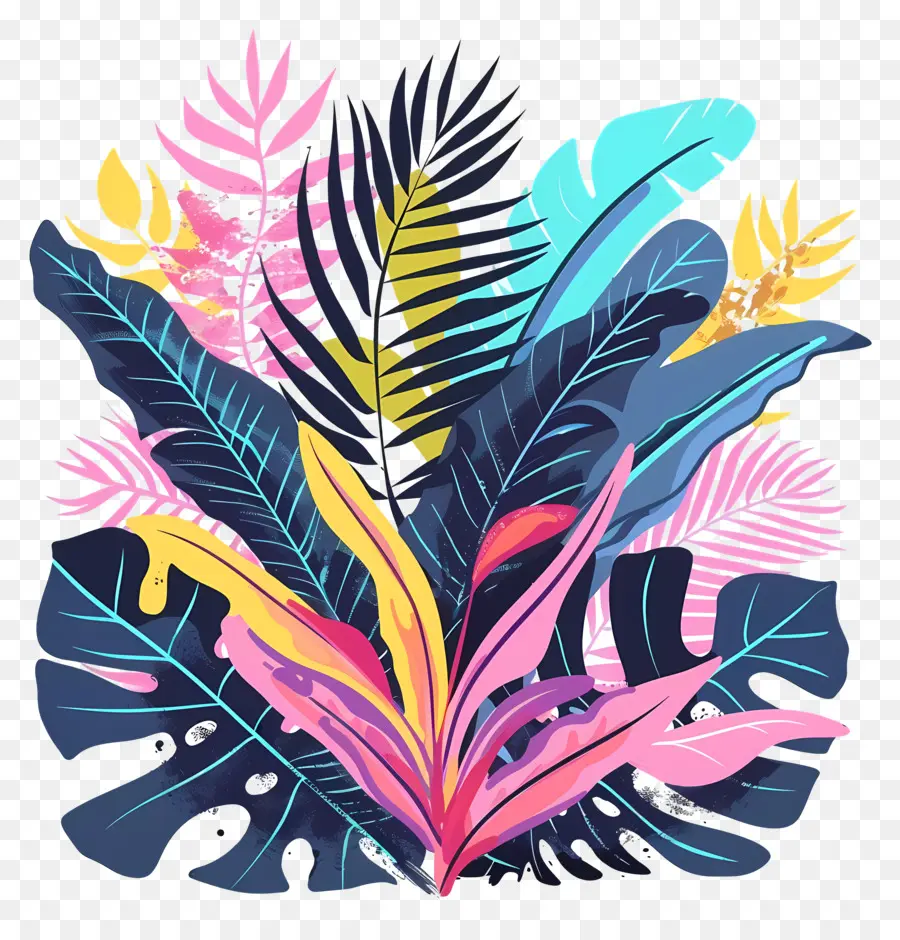 vegetazione tropicale piante forestali tropicali foglie fiori - Vibrante background forestale tropicale per progetti di progettazione