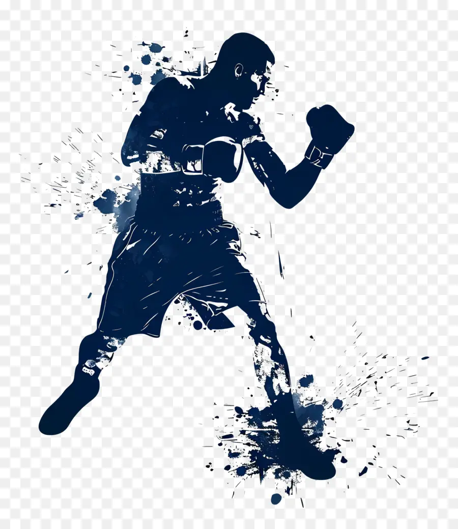 pugile uomo silhouette basket giocatore di basket sport hoop - Uomo che gioca a basket su un campo blu