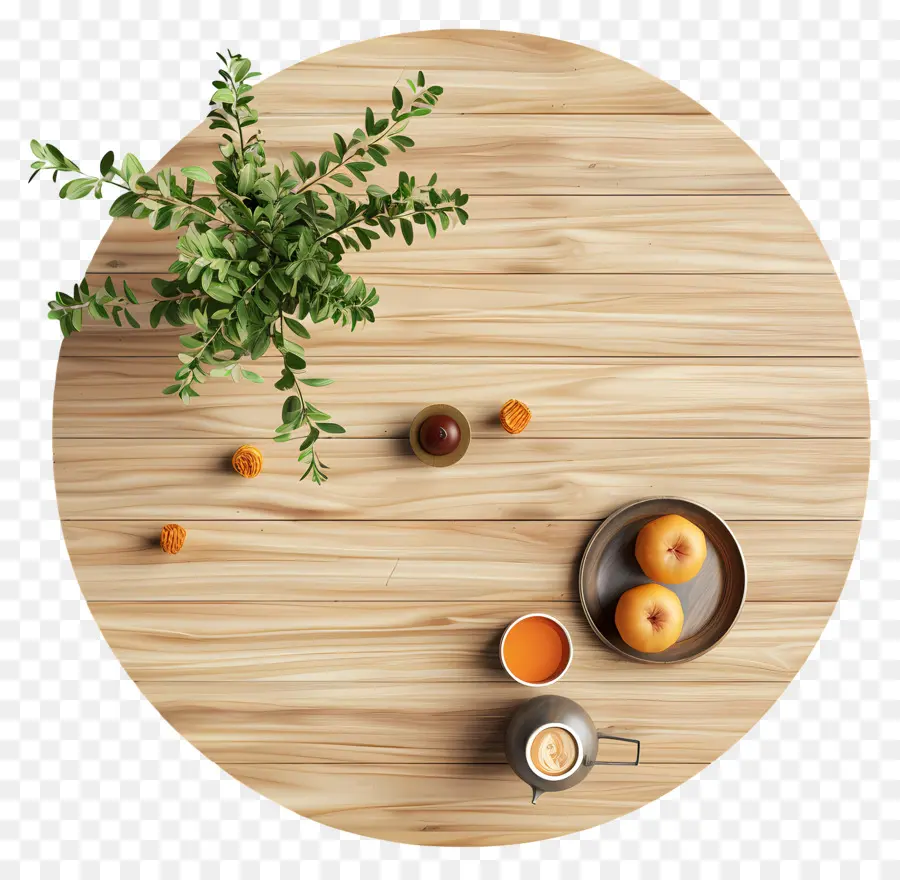 tavolo in legno - Tavolo in legno con due arance e tazza