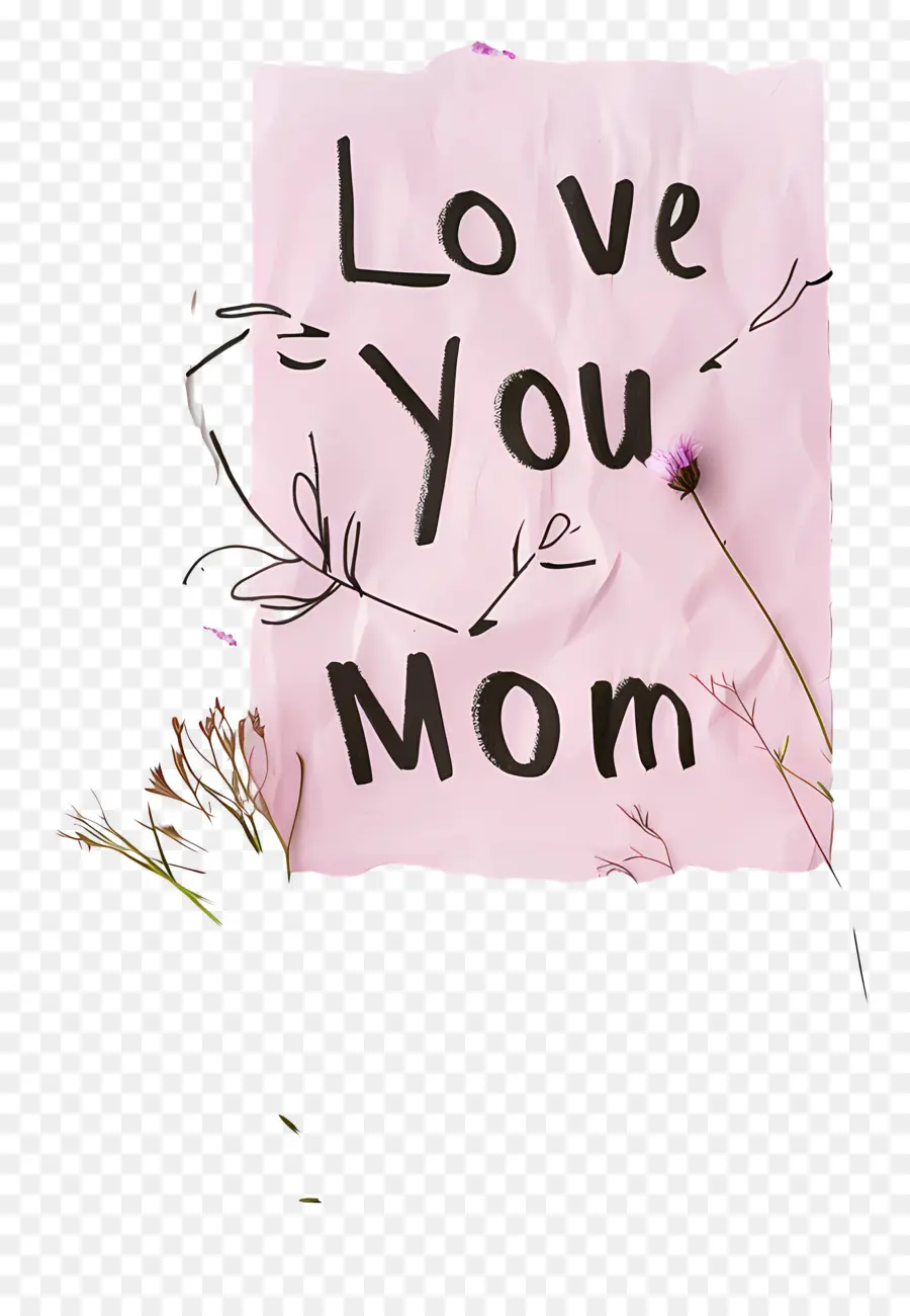 Liebe dich Mama - Zerrissenes rosa Papier mit Liebesbotschaft