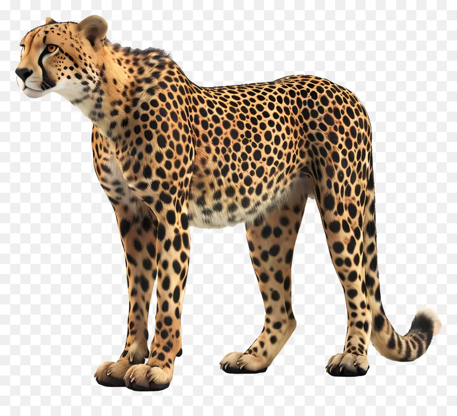 Cheetah Nebenansicht Cheetah Wildlife Predator Afrikaner - Großer Geparden, der aufmerksam auf den Hinterbeinen steht