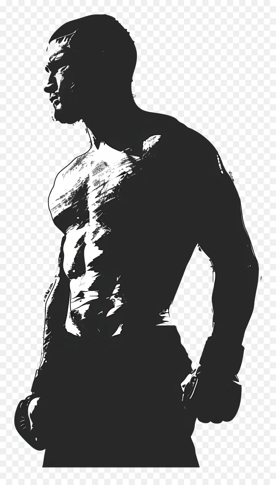 UFC Man Silhouette Đàn ông thời trang áo phông màu đen Silhouette - Hình bóng của người đàn ông mặc trang phục màu đen