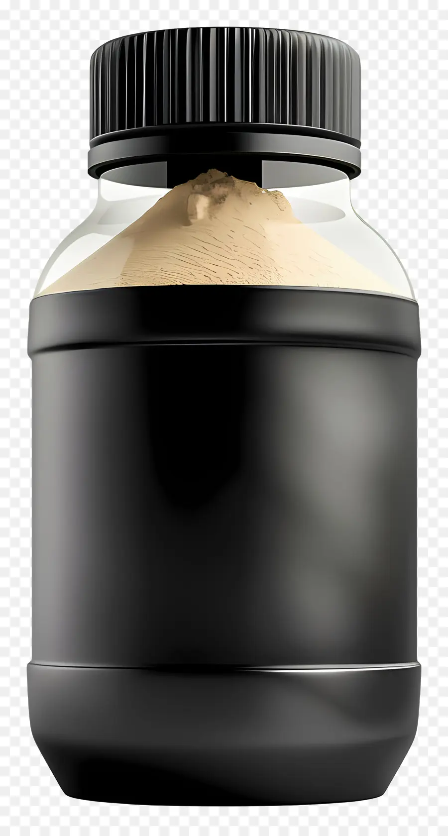 protein powder black plastic jar white cap storage container packaging