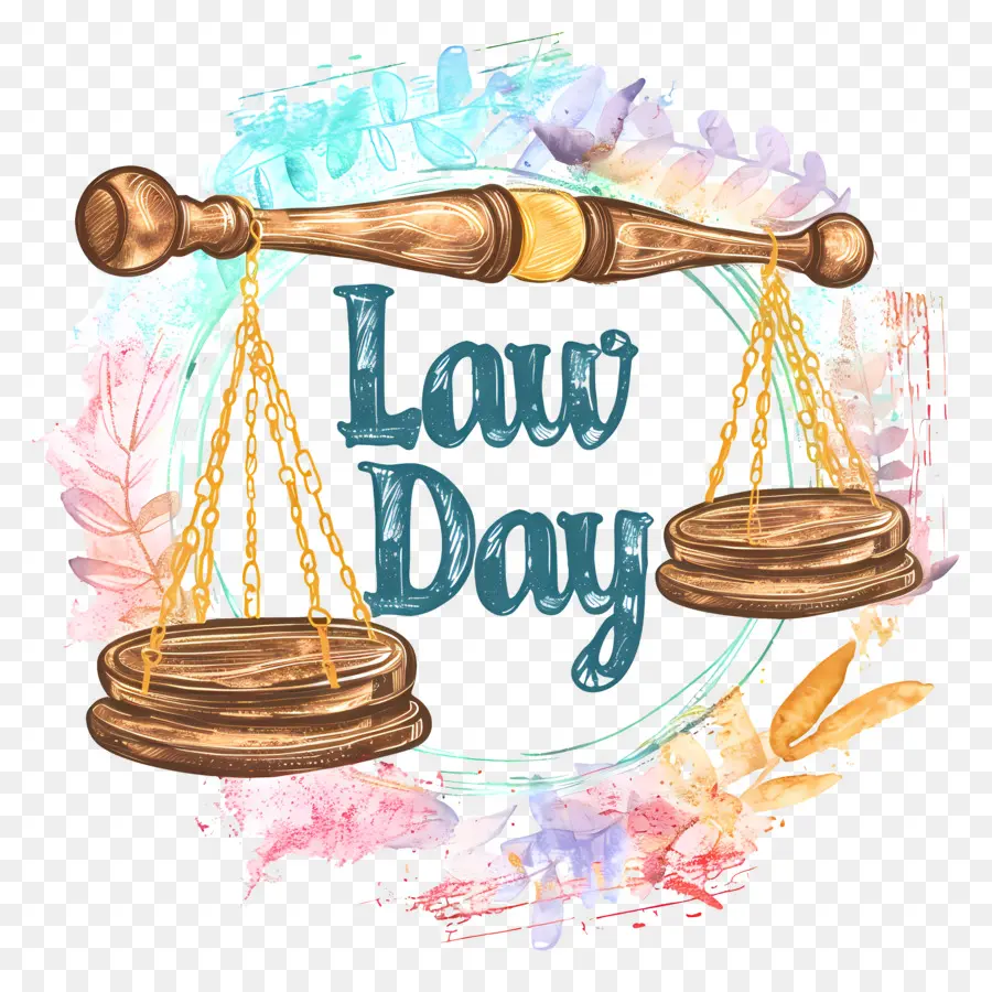 law day scales of justice legal event golden wreath weighing objects