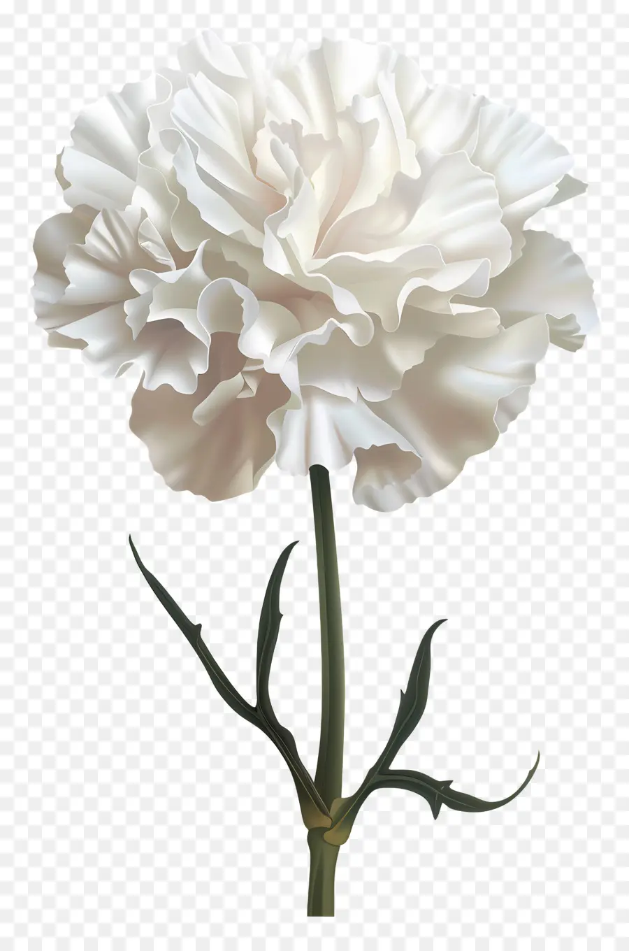 Blütenstiel - Weiße Nelke mit verwelkten Blütenblättern, aber frisch