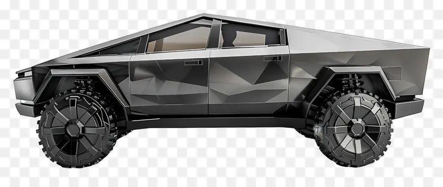 Cybertruck Off-Road Car Futuristic Car Drive Lốp xe - Xe địa hình tương lai với ngoại thất kim loại màu đen