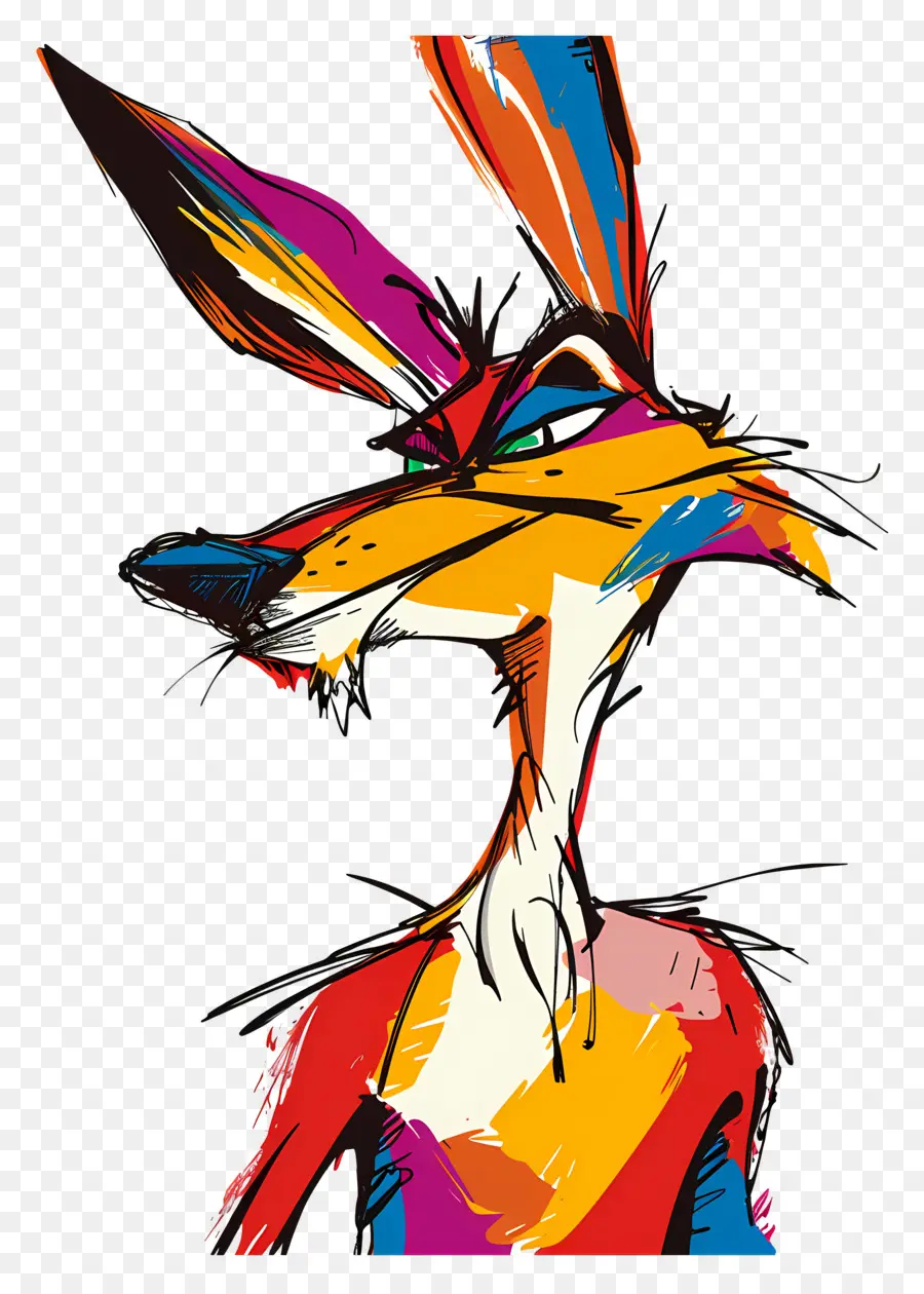 Coyote Cartoon Charakter helle Farben übertrieben übertrieben Comic Strip - Buntes Cartoon -Charakter steht vorne