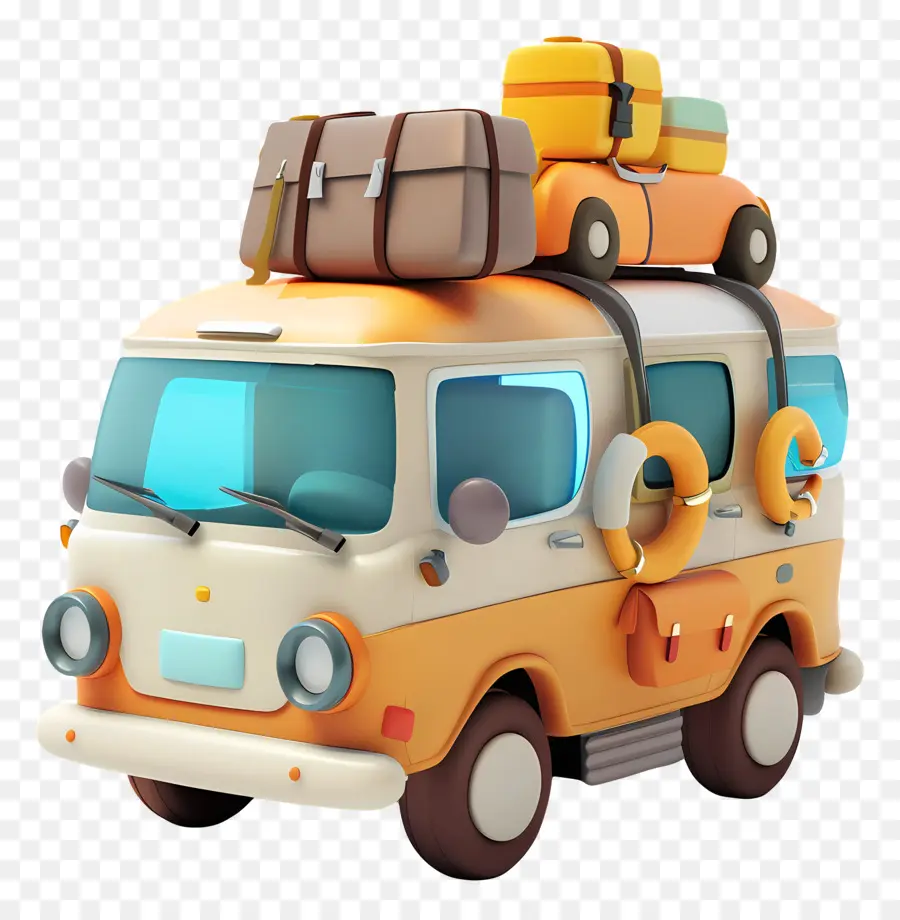 Road Trip Day Reisegepäck Fahrzeug Reise - Gut ausgestattetes Orangenfahrzeug mit Gepäck für die Reise