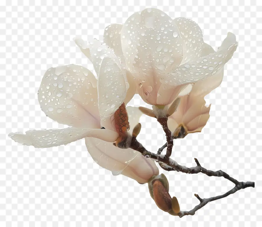 fiore bianco - Fiore bianco con gocce di rugiada sul nero