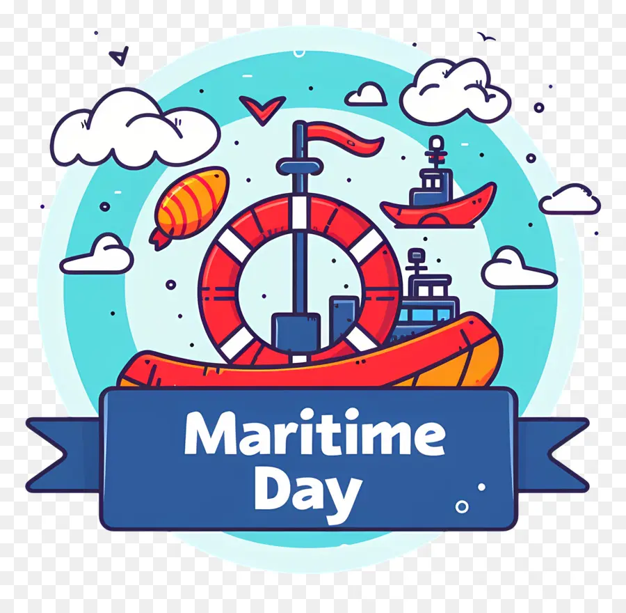 cerchio blu - Celebrazione della Giornata marittima con barca e stelle