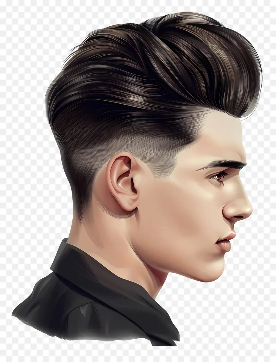 undercut low fade haircut afro haircut sideburns slicked back black leather jacket