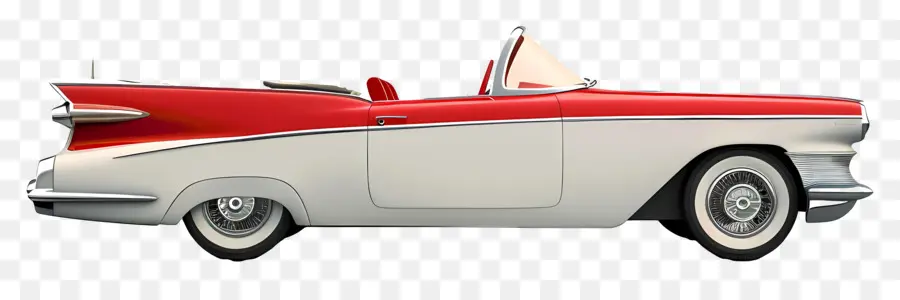 Stylish Car Side View Classic Car American Auto 1960er Cabrio Top - Klassiker 1960er Jahre Cabrio mit roter Körper