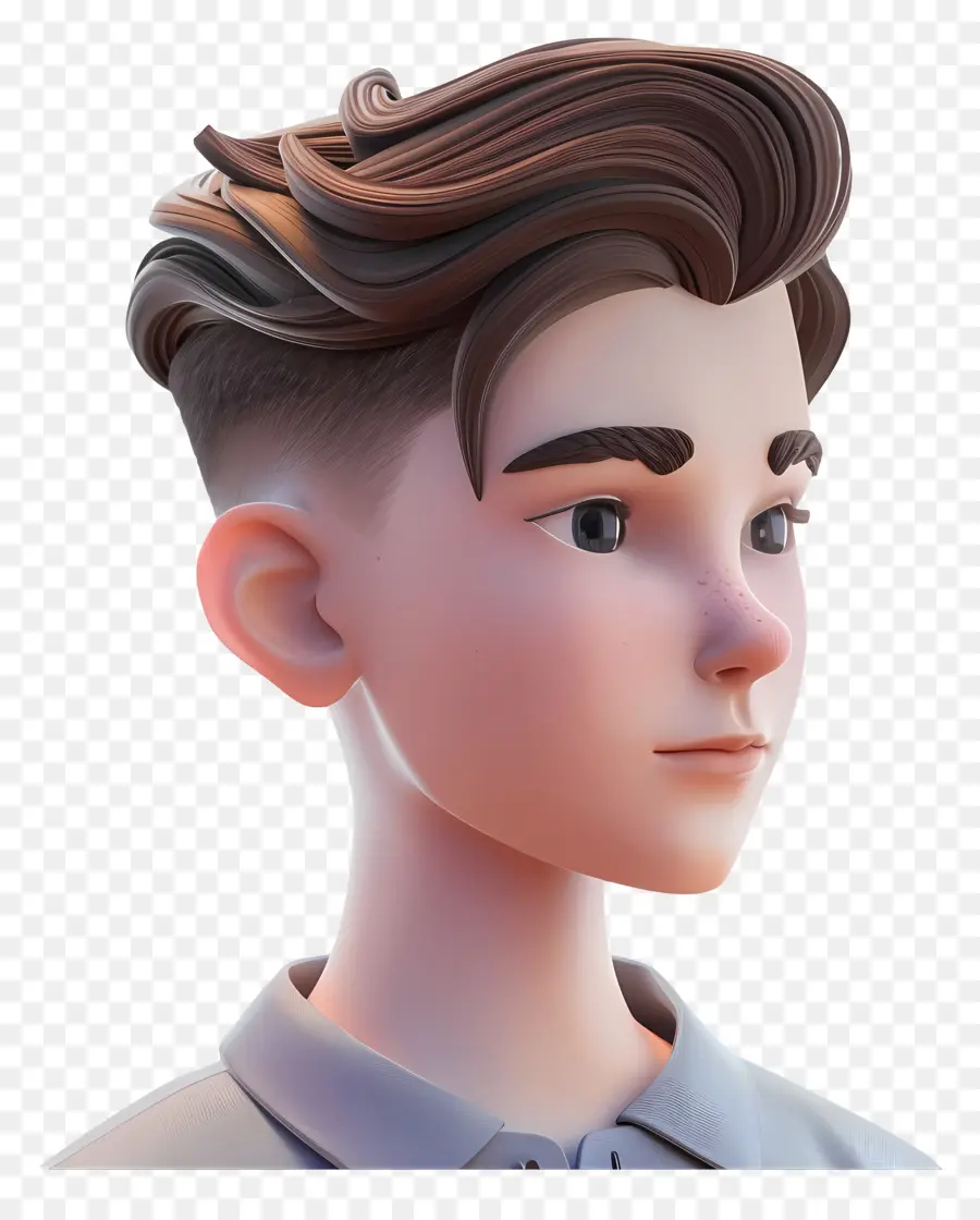 Mid Fade Haircut Short Hair 3D Rendering Young Man Short Hair Eyecyses - Rendering 3D realistico di un uomo serio