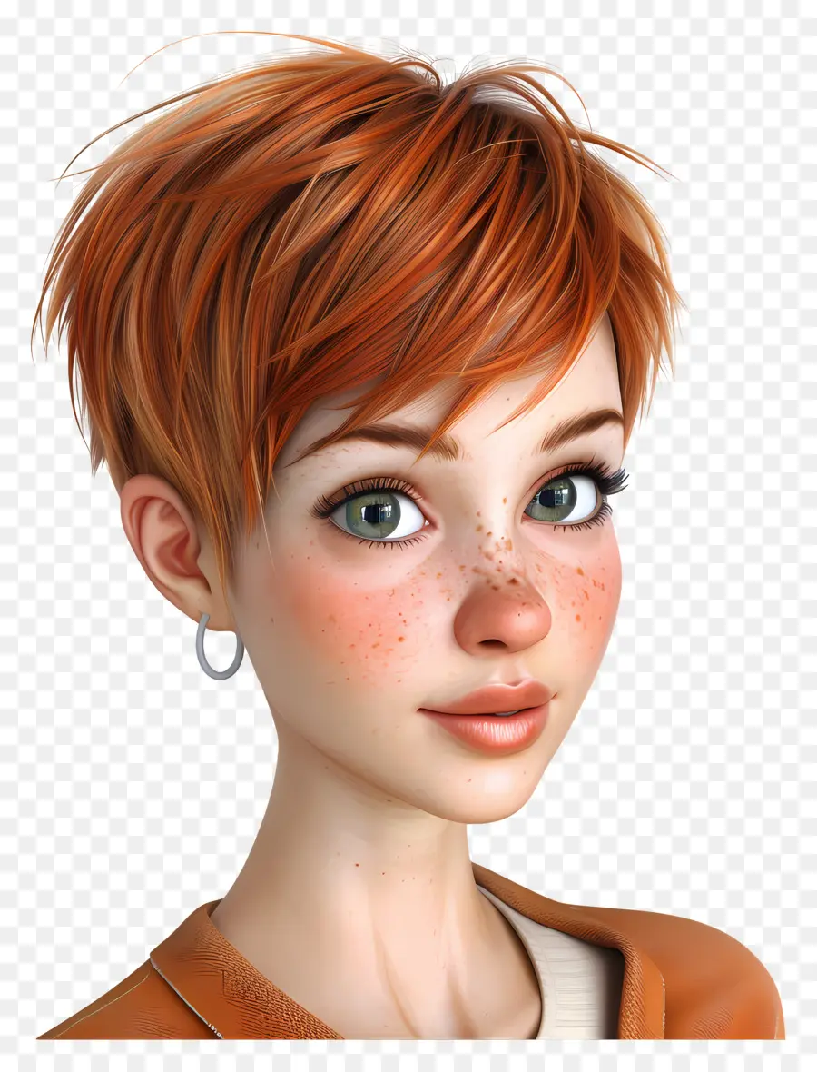 Cắt tóc pixie rất ngắn tóc đỏ Tóc tàn nhang - Người phụ nữ tóc đỏ với đôi mắt nâu và tàn nhang