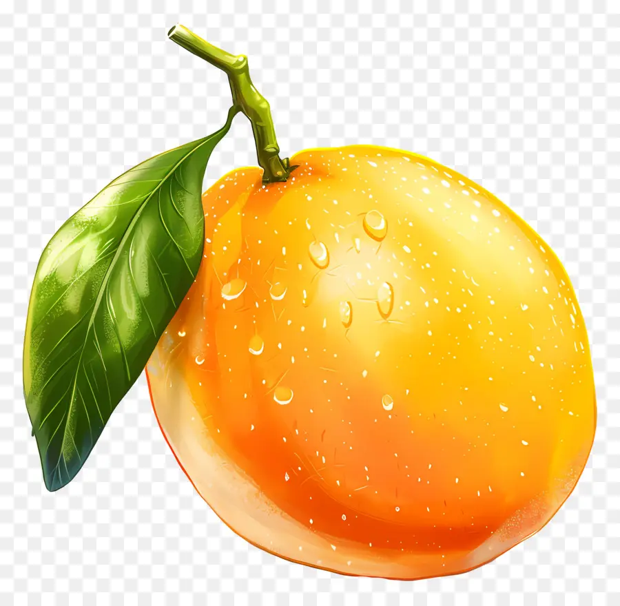 Mango - Gelbe Zitrusfrucht mit Wassertröpfchen